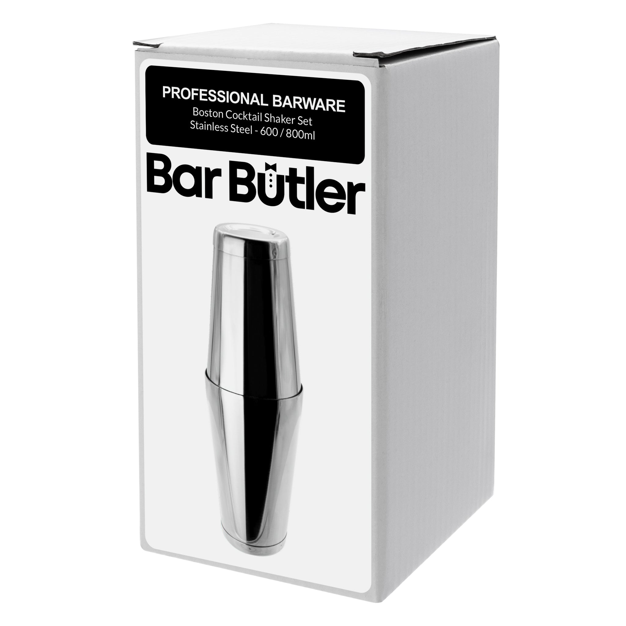 BAR BUTLER BOSTON COCKTAIL SHAKER STAINLESS STEEL, 600ML/ 800ML