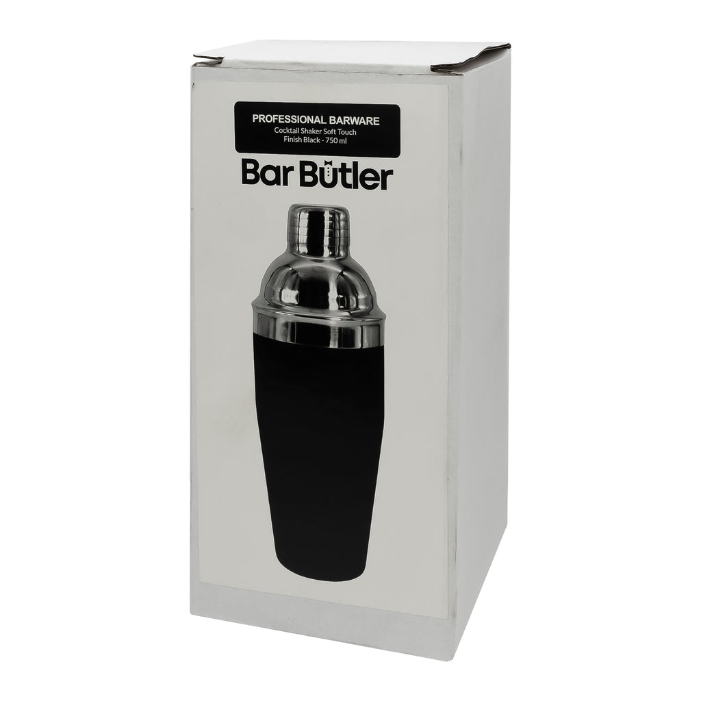 BAR BUTLER COCKTAIL SHAKER SOFT TOUCH FINISH BLACK, 750ML