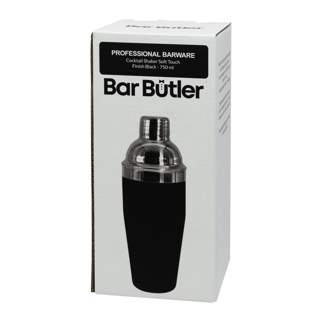 BAR BUTLER COCKTAIL SHAKER SOFT TOUCH FINISH BLACK, 750ML