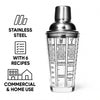 BAR BUTLER COCKTAIL SHAKER WITH 6 RECIPE MEASURES GLASS & ST STEEL, 400ML