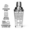 BAR BUTLER COCKTAIL SHAKER WITH 6 RECIPE MEASURES GLASS & ST STEEL, 400ML