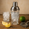 BAR BUTLER COCKTAIL SHAKER WITH 6 RECIPE MEASURES GLASS & ST STEEL, 400ML