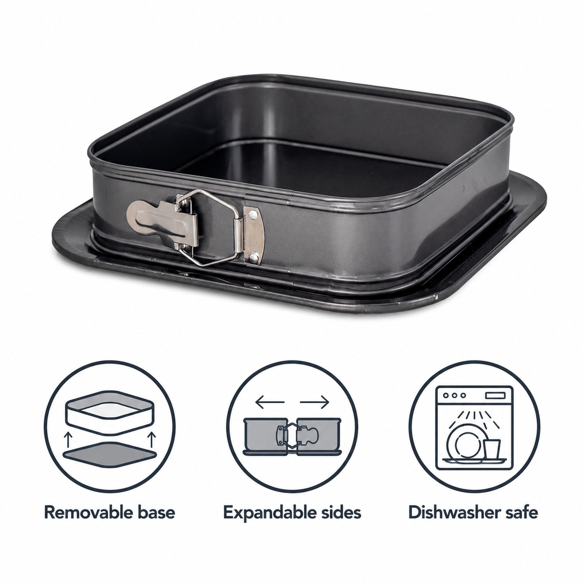 REGENT BAKEWARE SPRINGFORM SQUARE NON STICK CAKE PAN, 280X280X65MM