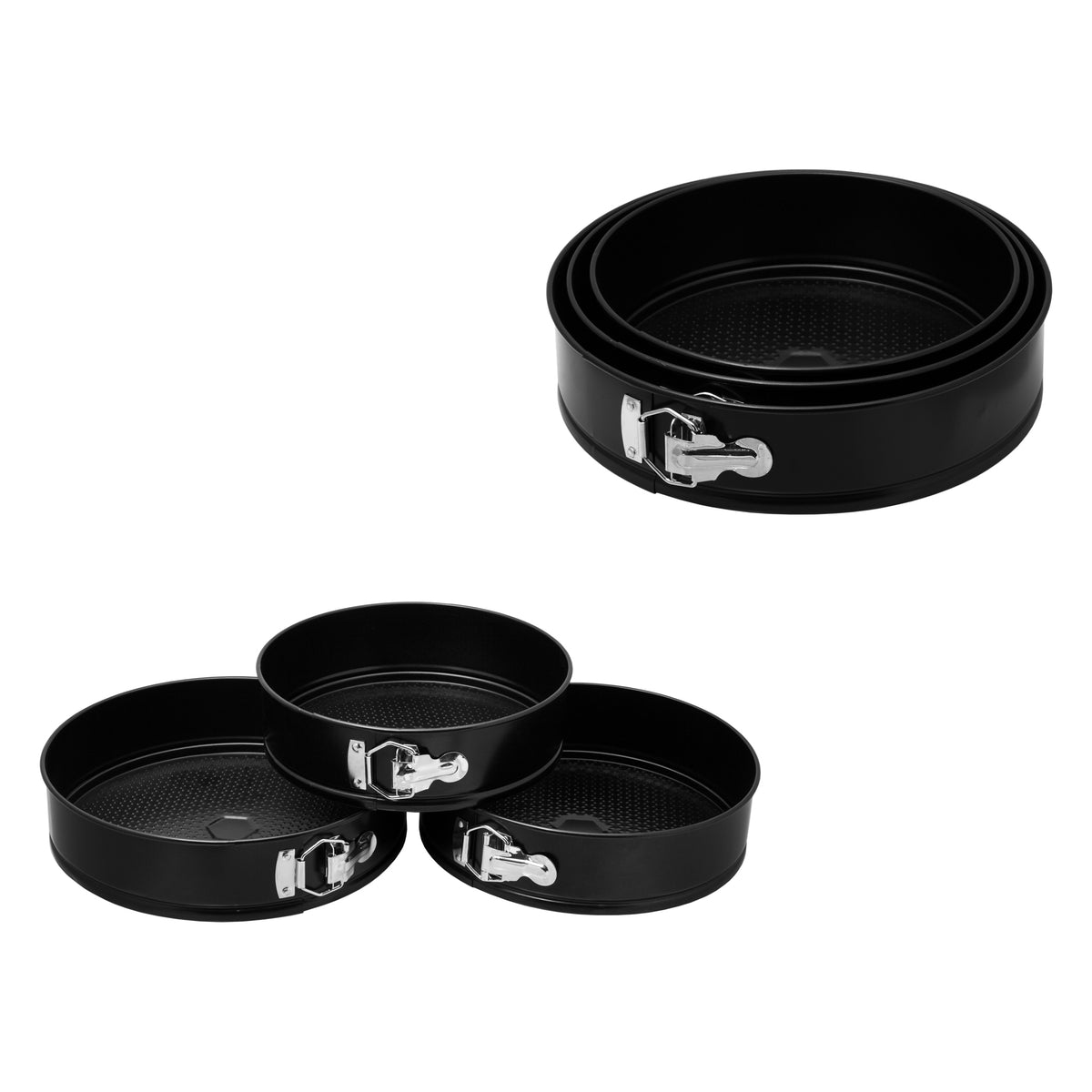 REGENT BAKEWARE SPRINGFORM ROUND NON STICK CAKE PANS 3PK, 240 l 260 l 280MM DIAX70MM