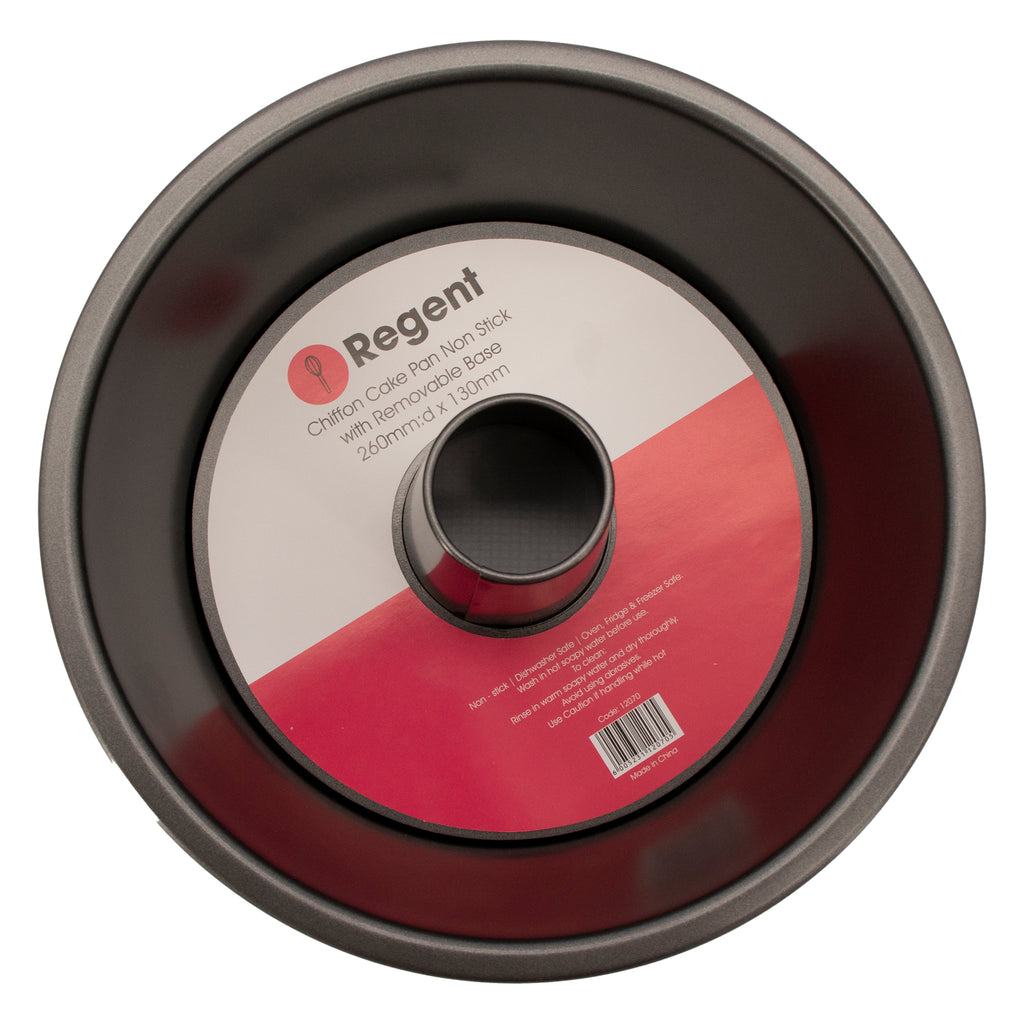 REGENT BAKEWARE CHIFFON CAKE PAN NON STICK WITH REMOVEABLE BASE, (245MM DIA)