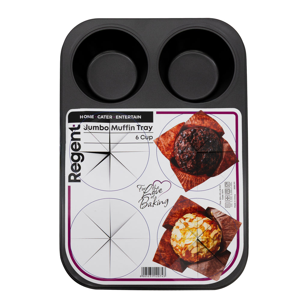 REGENT BAKEWARE JUMBO MUFFIN PAN 6 CUP, 320X215MM