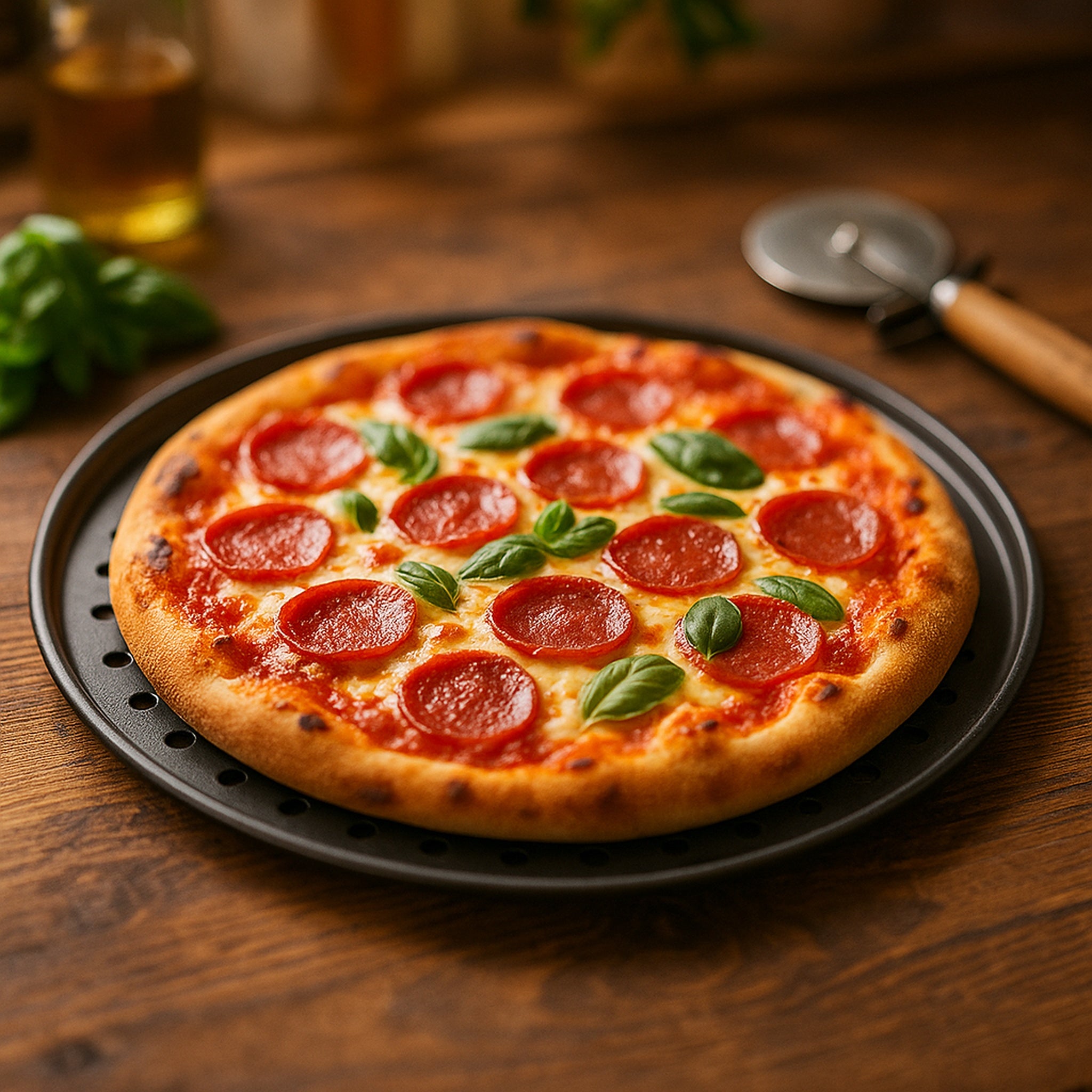 REGENT BAKEWARE PIZZA CRISPING PAN CARBON STEEL NON STICK COATED, 325MM DIA