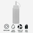 REGENT ROUND PLASTIC SAUCE BOTTLE WHITE 6PK, 250ML