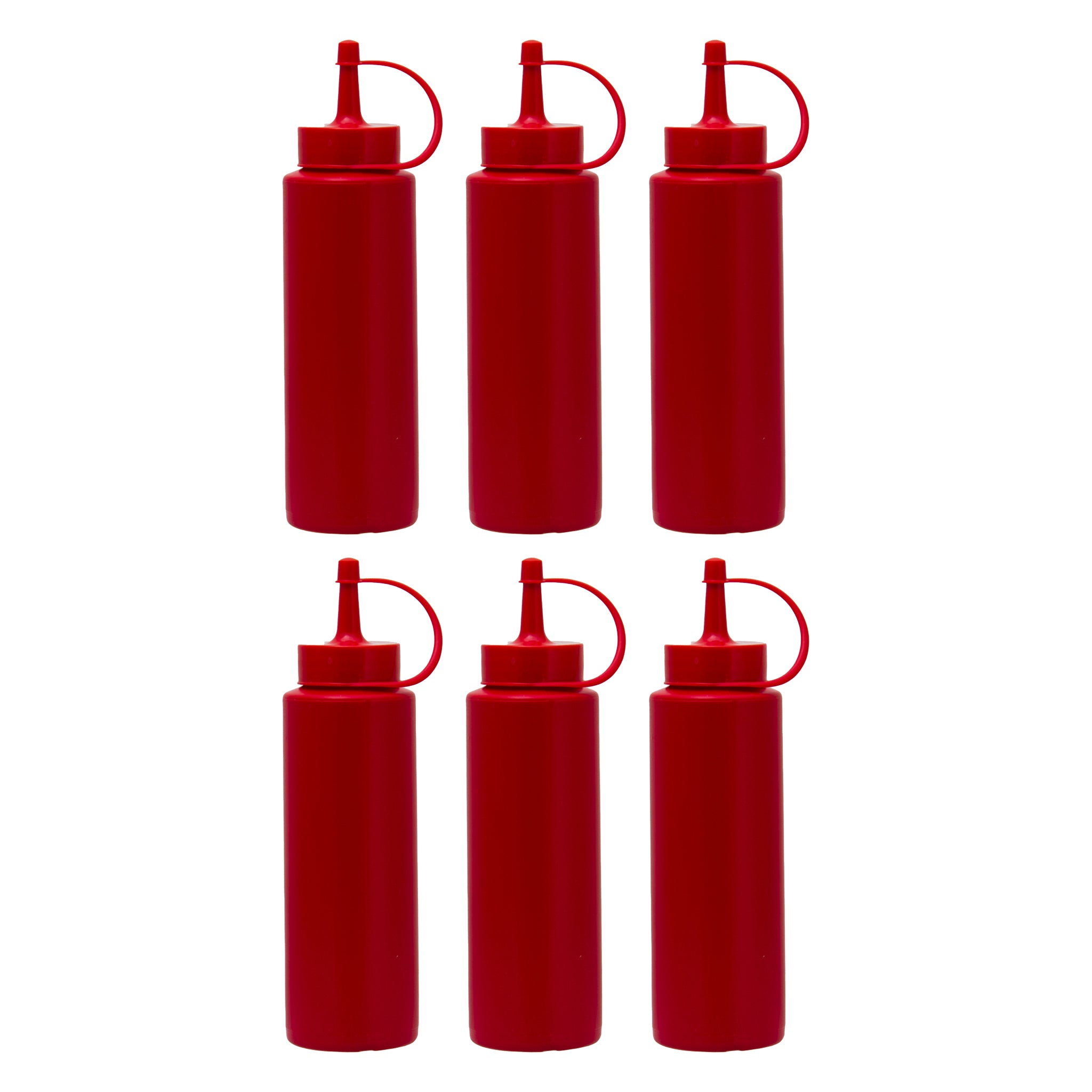 REGENT ROUND PLASTIC SAUCE BOTTLE RED 6PK, 250ML