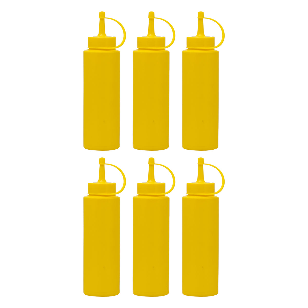 REGENT ROUND PLASTIC SAUCE BOTTLE YELLOW 6PK, 250ML