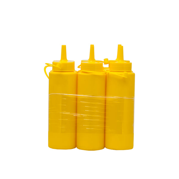 REGENT ROUND PLASTIC SAUCE BOTTLE YELLOW 6 PACK, 250ML (50MM DIAX180MM)