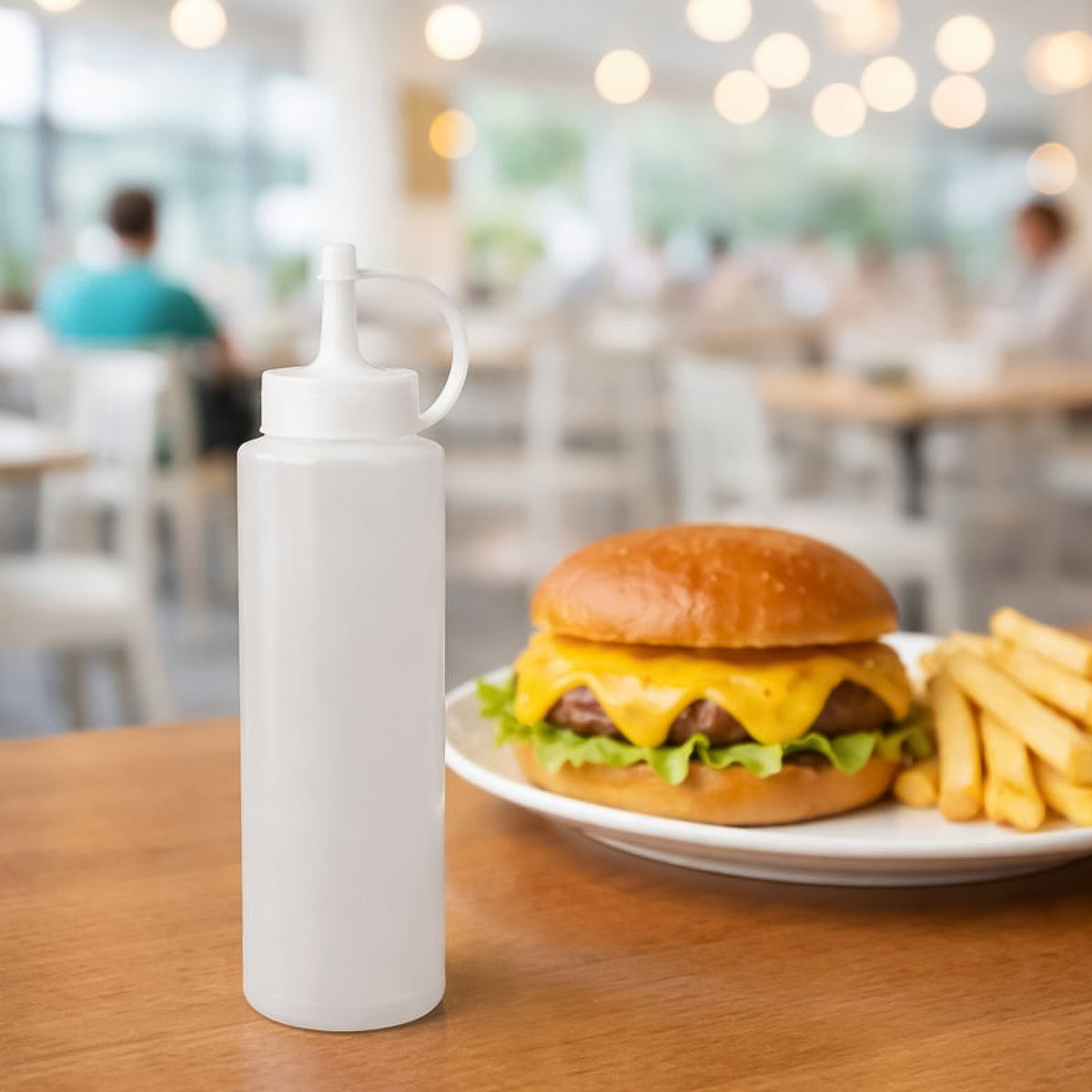 REGENT ROUND PLASTIC SAUCE BOTTLE WHITE 6PK, 250ML