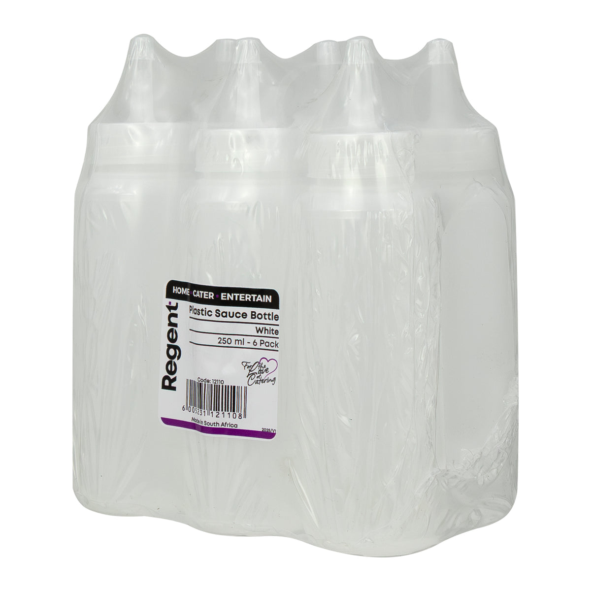 REGENT ROUND PLASTIC SAUCE BOTTLE WHITE 6PK, 250ML