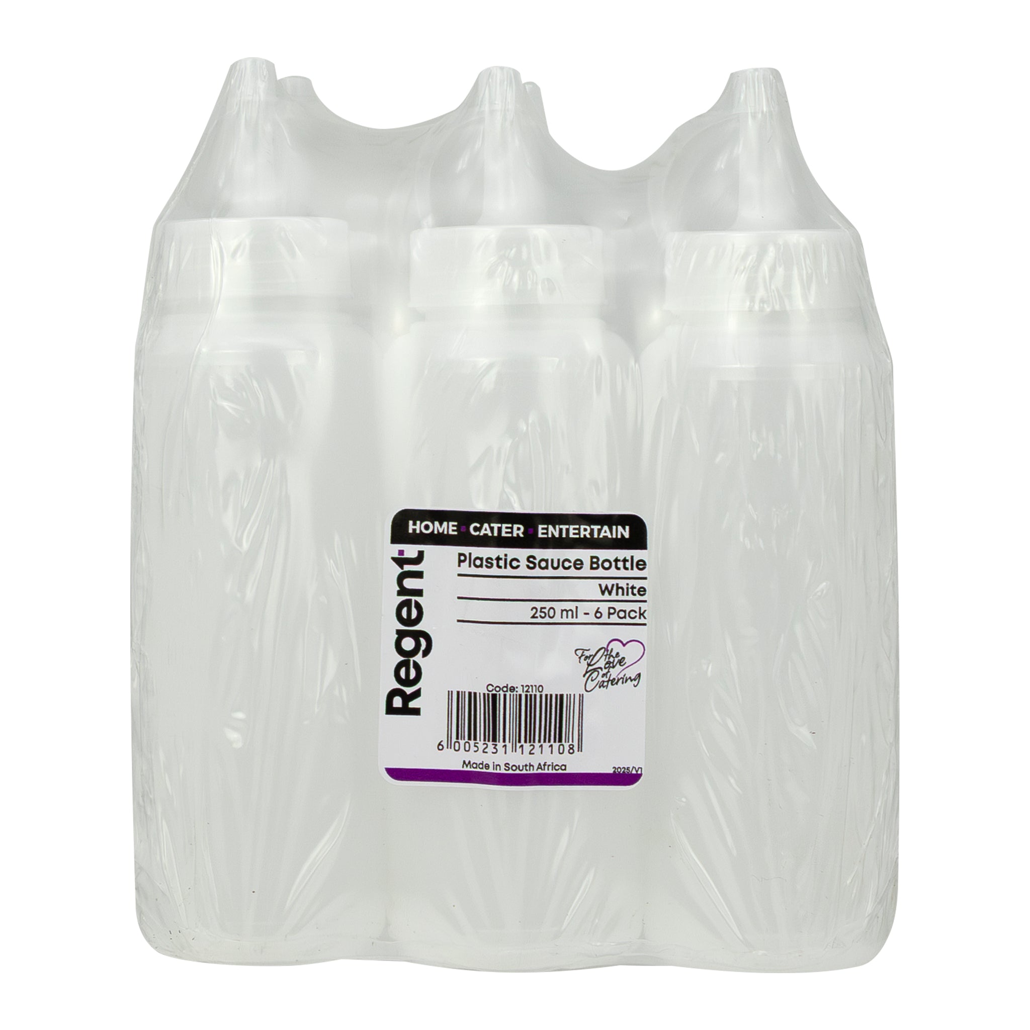 REGENT ROUND PLASTIC SAUCE BOTTLE WHITE 6PK, 250ML