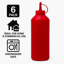 REGENT ROUND PLASTIC SAUCE BOTTLE RED 6K, 1LT