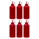 REGENT ROUND PLASTIC SAUCE BOTTLE RED 6 PACK, (1LT)
