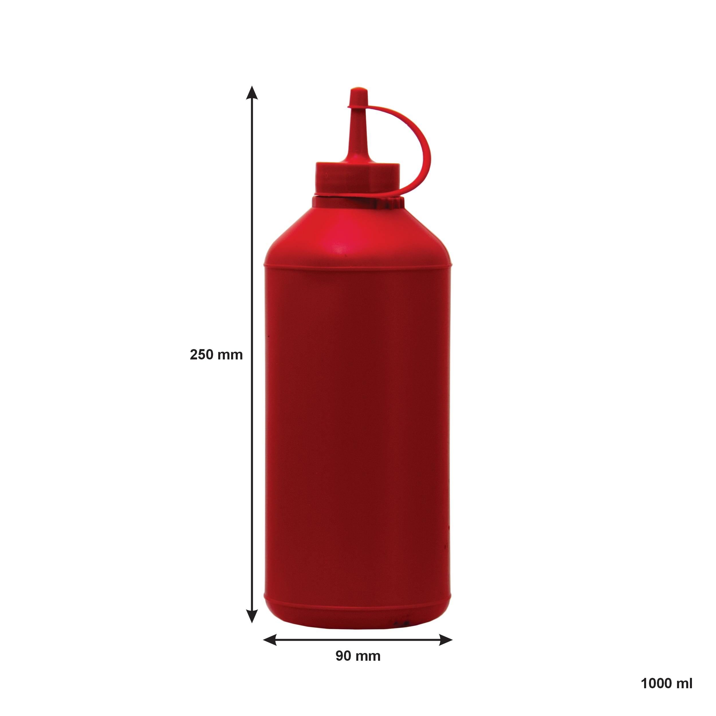 REGENT ROUND PLASTIC SAUCE BOTTLE RED 6K, 1LT