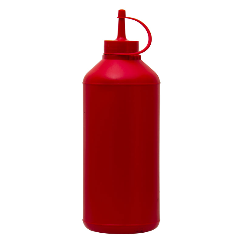 REGENT ROUND PLASTIC SAUCE BOTTLE RED 6 PACK, (1LT)
