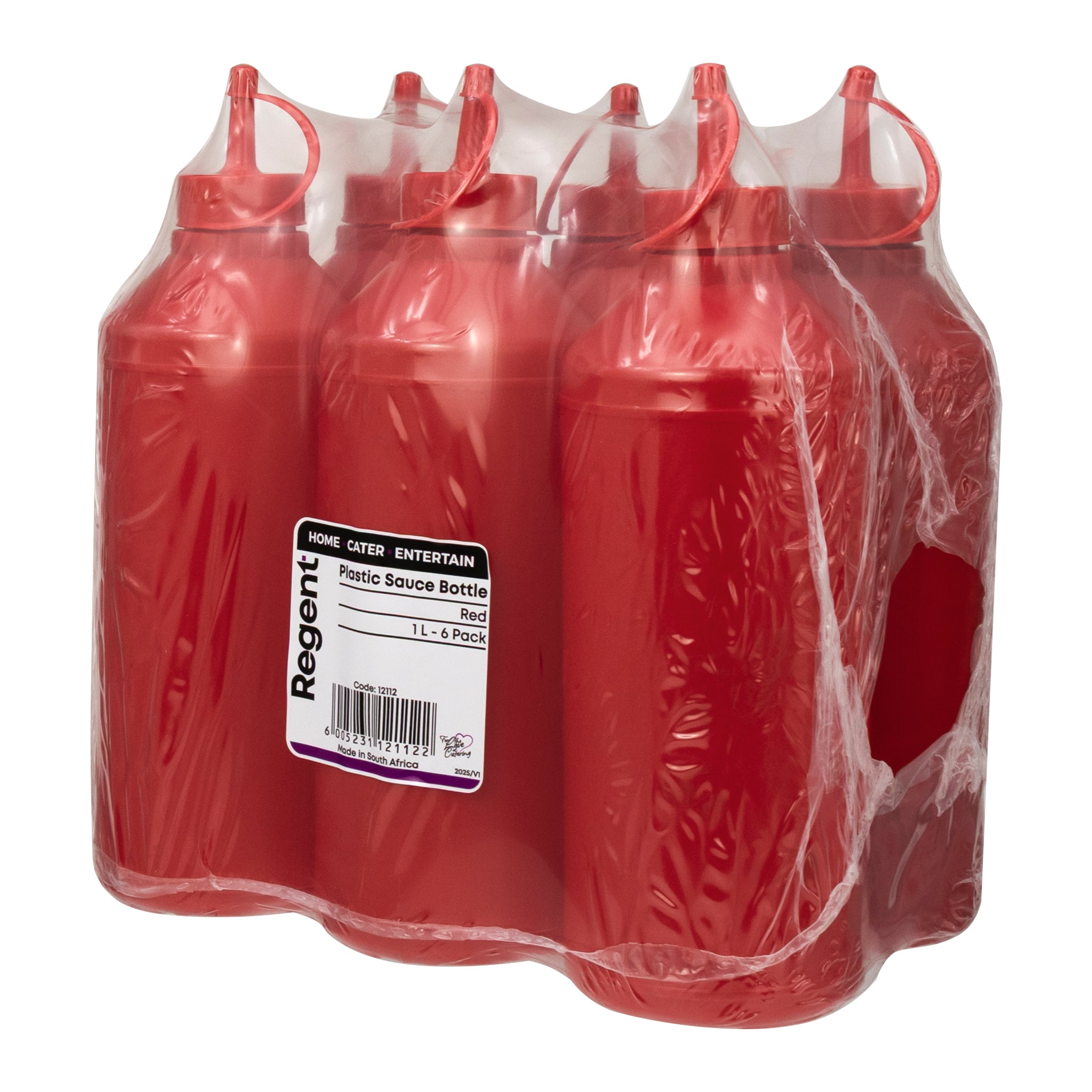 REGENT ROUND PLASTIC SAUCE BOTTLE RED 6K, 1LT