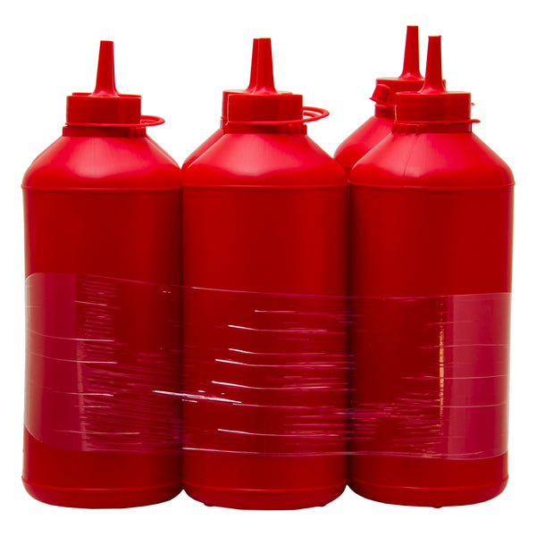 REGENT ROUND PLASTIC SAUCE BOTTLE RED 6 PACK, (1LT)