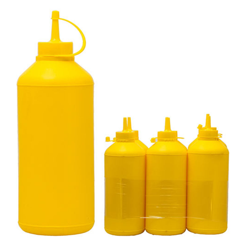 REGENT ROUND PLASTIC SAUCE BOTTLE YELLOW 6 PACK, (1LT)