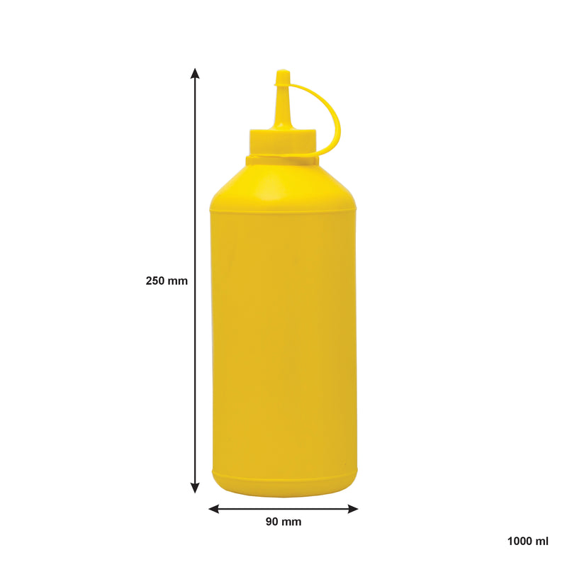 REGENT ROUND PLASTIC SAUCE BOTTLE YELLOW 6 PACK, (1LT)