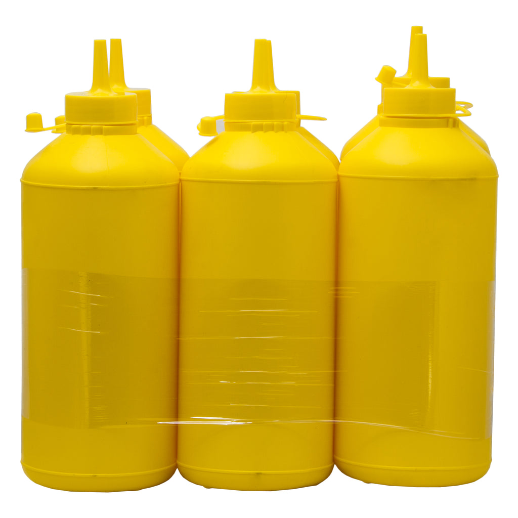 REGENT ROUND PLASTIC SAUCE BOTTLE YELLOW 6 PACK, (1LT)