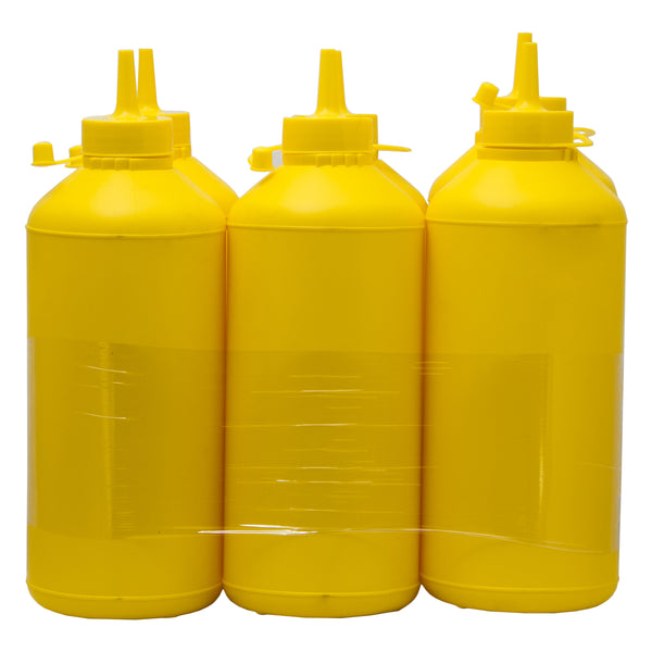 REGENT ROUND PLASTIC SAUCE BOTTLE YELLOW 6 PACK, (1LT)