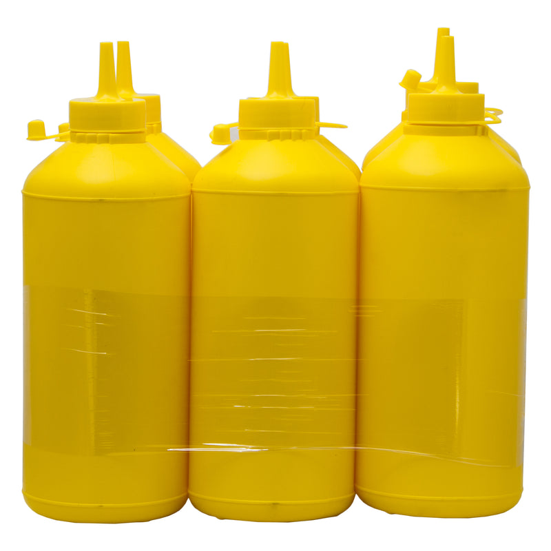 REGENT ROUND PLASTIC SAUCE BOTTLE YELLOW 6 PACK, (1LT)