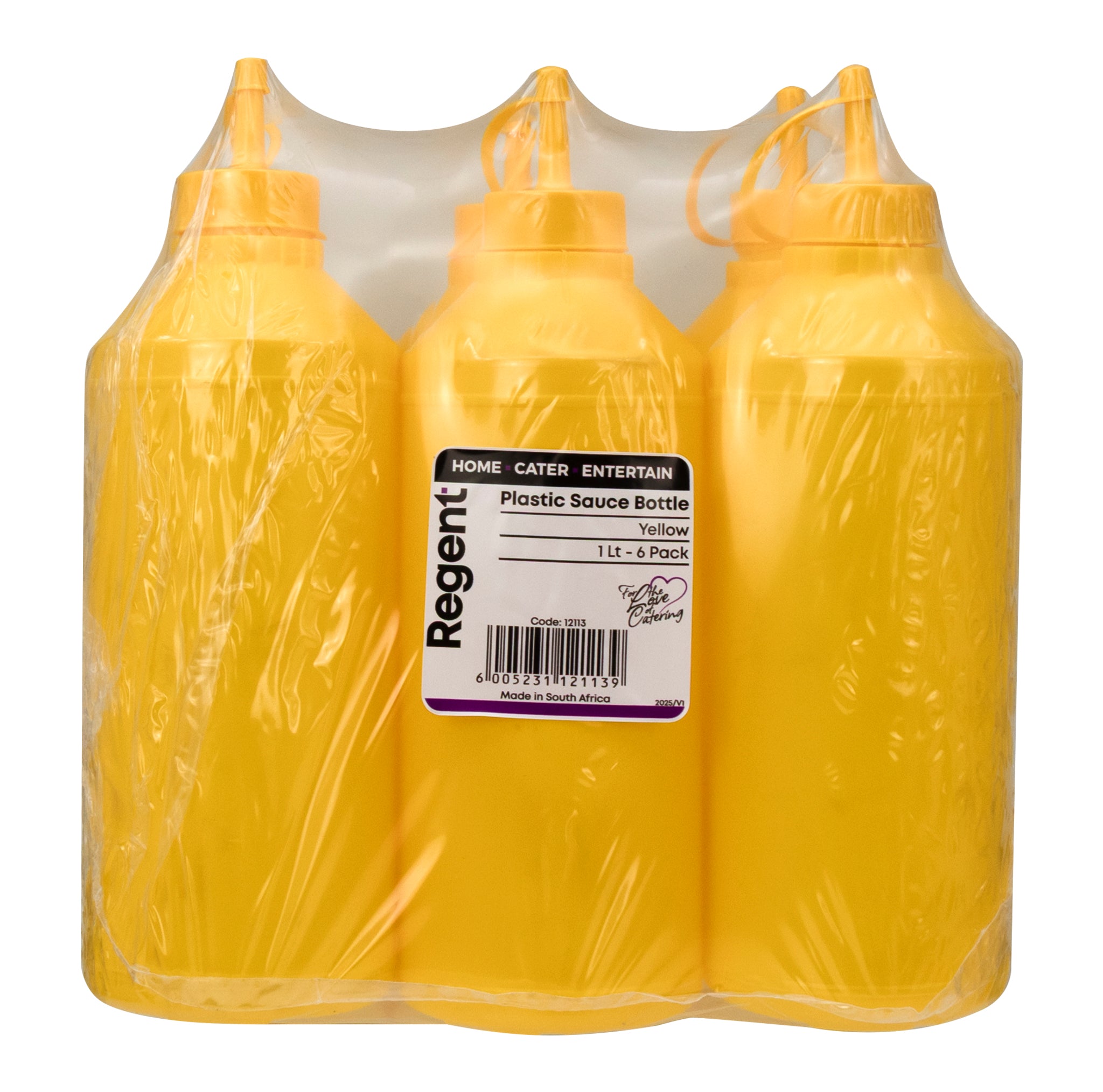 REGENT ROUND PLASTIC SAUCE BOTTLE YELLOW 6PK, 1LT