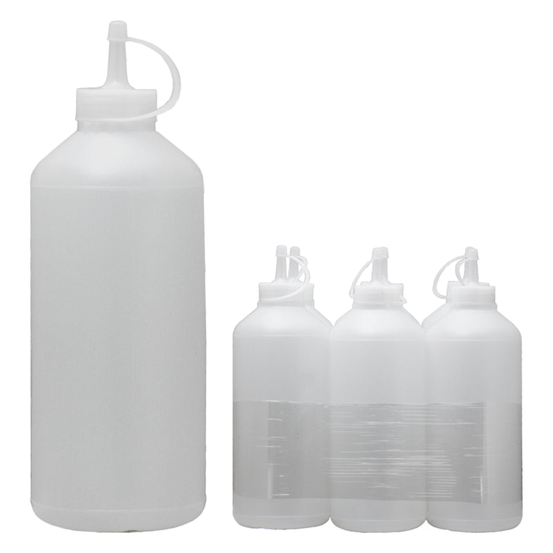 REGENT ROUND PLASTIC SAUCE BOTTLE WHITE 6 PACK, (1LT)