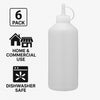 REGENT ROUND PLASTIC SAUCE BOTTLE WHITE 6PK, 1LT