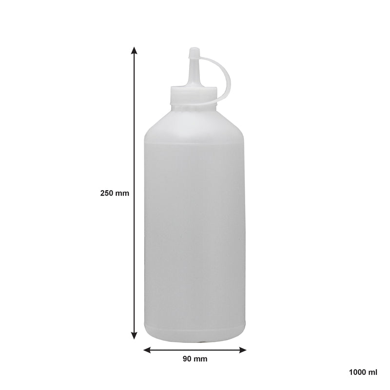 REGENT ROUND PLASTIC SAUCE BOTTLE WHITE 6 PACK, (1LT)
