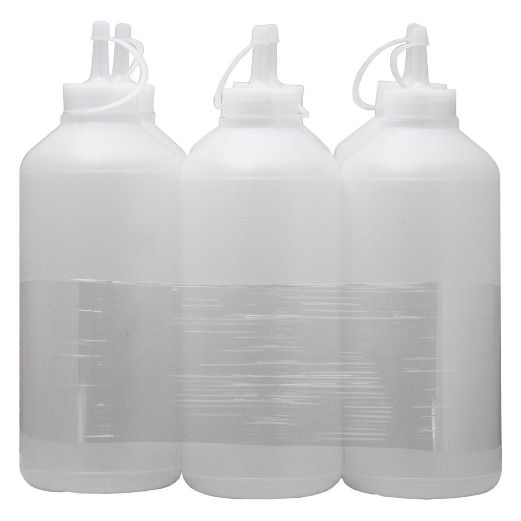 REGENT ROUND PLASTIC SAUCE BOTTLE WHITE 6 PACK, (1LT)