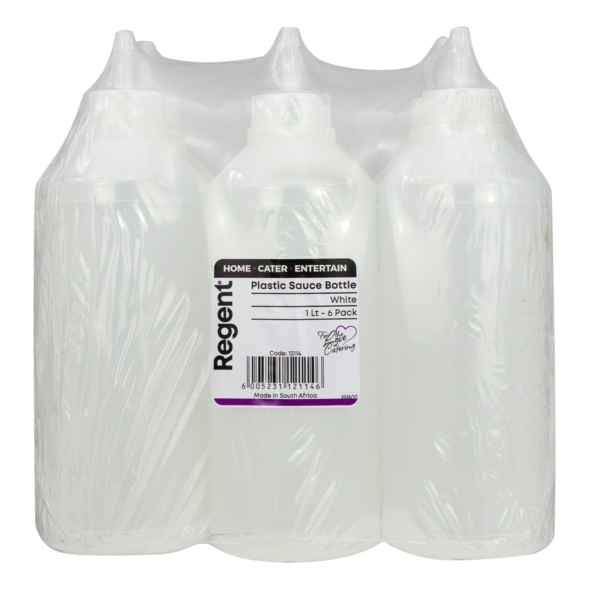 REGENT ROUND PLASTIC SAUCE BOTTLE WHITE 6PK, 1LT