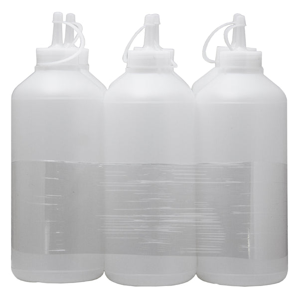 REGENT ROUND PLASTIC SAUCE BOTTLE WHITE 6 PACK, (1LT)