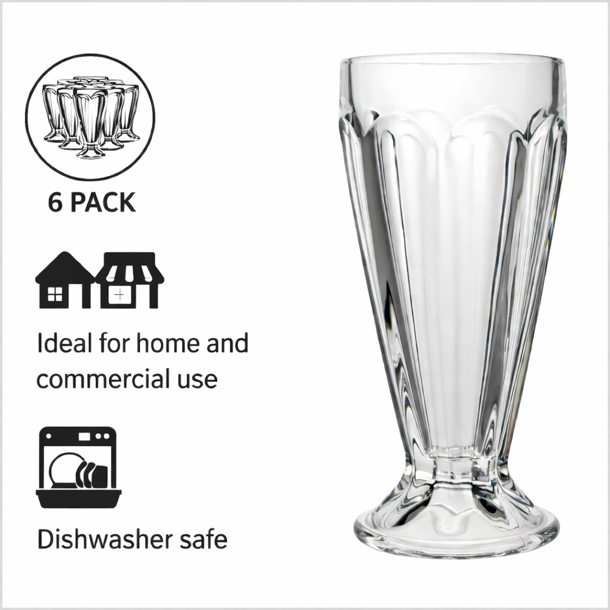 REGENT SODA/MILKSHAKE GLASSES 6PK, 400ML