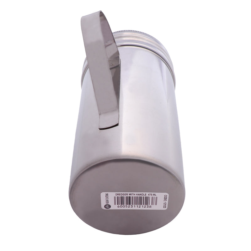 REGENT TALL DREDGE SHAKER WITH HANDLE ST STEEL, 475ML (100/70MM DIAX140MM)
