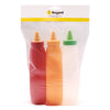 REGENT PLASTIC FLAT SQUEEZE BOTTLES ASST. COLOURS WITH CAPS 3PK, 500ML