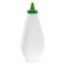 REGENT PLASTIC FLAT SQUEEZE BOTTLE NATURAL WITH GREEN WITCH HAT CAP 6 PACK, 500ML (140X80X215MM)