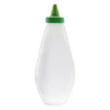 REGENT PLASTIC FLAT SQUEEZE BOTTLE NATURAL WITH GREEN WITCH HAT CAP 6 PACK, 500ML (140X80X215MM)