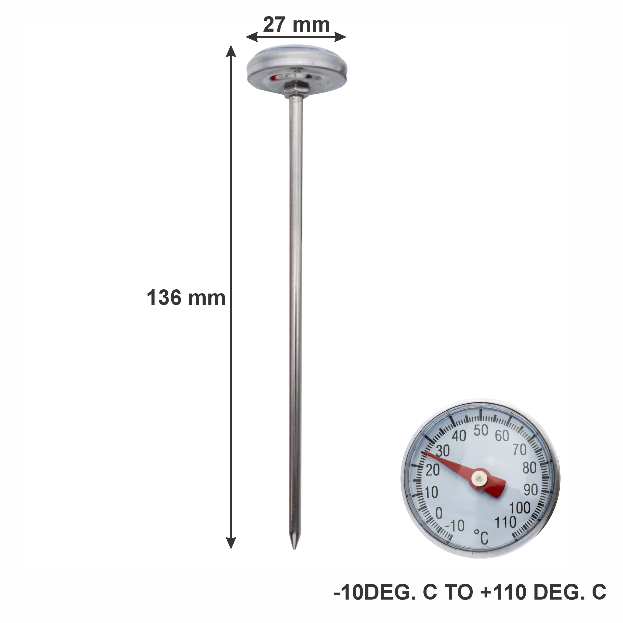 REGENT POCKET THERMOMETER -10DEG. C TO +110 DEG. C WITH COVER AND CLIP