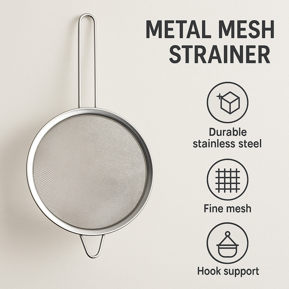 REGENT STRAINER STAINLESS STEEL, 200MM DIA