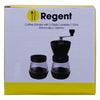 REGENT COFFEE GRINDER WITH 2 GLASS STORAGE JARS 300ML EA, (180X90MM DIA)