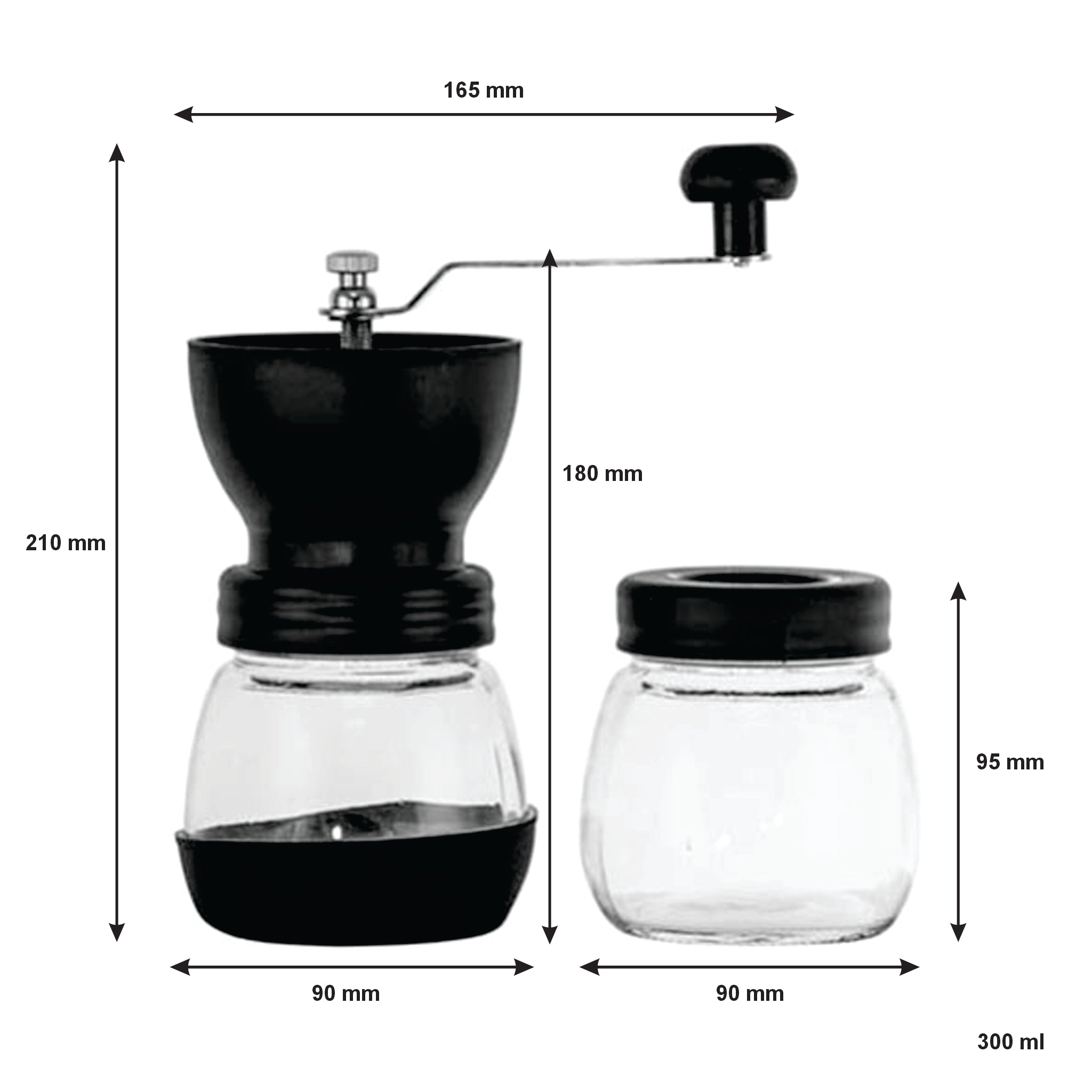 REGENT COFFEE GRINDER WITH EXTRA GLASS STORAGE JAR 2PK, 300ML