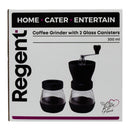 REGENT COFFEE GRINDER WITH EXTRA GLASS STORAGE JAR 2PK, 300ML