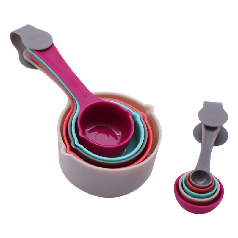 REGENT BAKEWARE MEASURING CUPS & SPOONS COLOURED PLASTIC 10PCE SET, (194X105X50MM l 138X42X40MM)