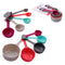 REGENT BAKEWARE MEASURING CUPS & SPOONS COLOURED PLASTIC 10PCE SET, (194X105X50MM l 138X42X40MM)