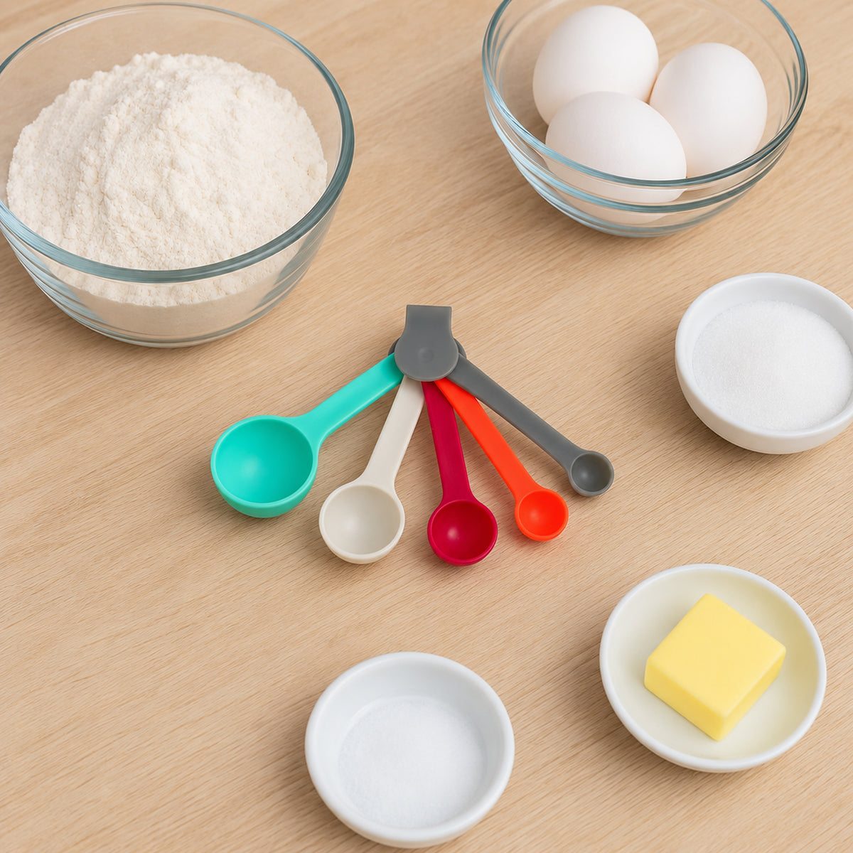 REGENT BAKEWARE MEASURING SPOONS PLASTIC MULTI-COLOURED, 5PCS SET