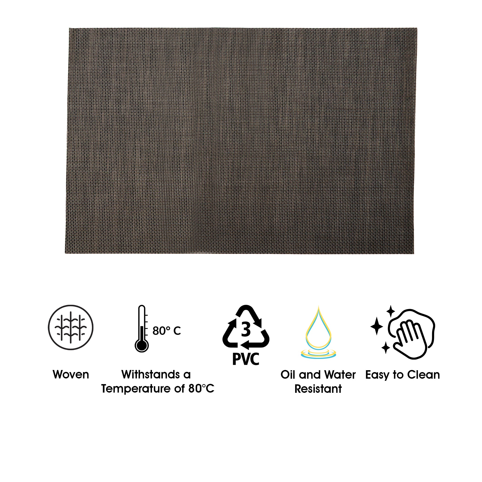 REGENT PLACE MATS WOVEN PVC NEW CAMEL/BLACK, 300X450MM